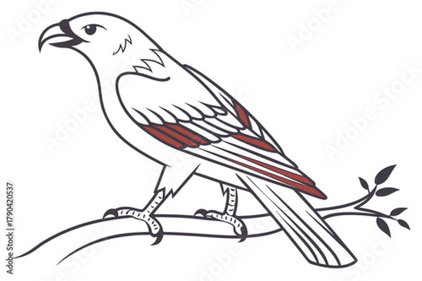 Fototapeta Bald Eagle Perched on Bare Tree Branch Vector - Monochrome Landscape Etching