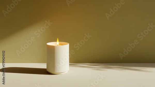 Obraz simple candle with augmented flame animation softly illuminated against clean background