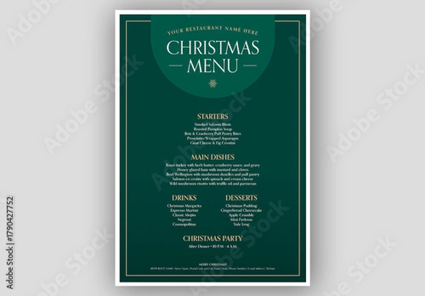 Obraz Christmas Menu Layout