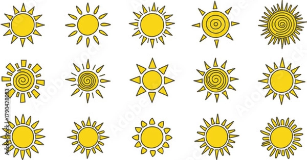 Obraz Collection of handdrawn sun icons
