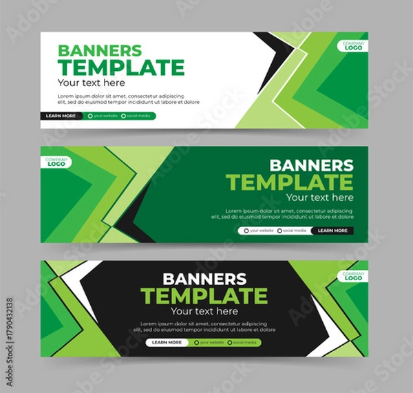 Obraz Set modern banner template with green color