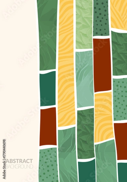 Fototapeta Green abstract rice field top view with texture vector background. Nature pattern, eco illustration, countryside poster design. Collection of agriculture landscape, set of simplicity ecology poster