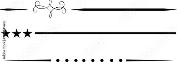 Fototapeta Calligraphic Black Line Ornament Set Decorative Vector Elements