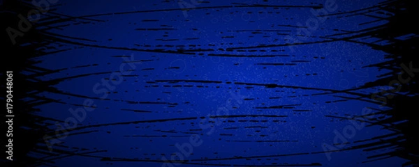 Fototapeta Grunge texture effect background. Distressed rough dark abstract textured. Black isolated on blue.