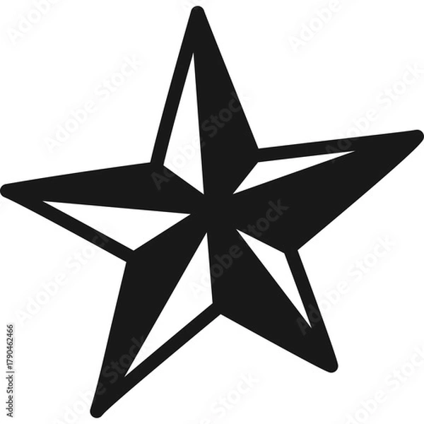 Obraz Black Star Shape Outline Graphic Illustration Isolated on White Background Simple Geometric Design