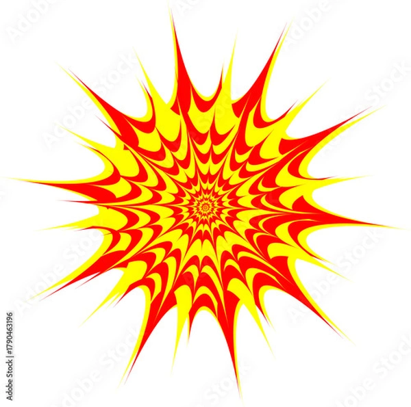Fototapeta Comic Explosion Burst Red and Yellow Radial Vector Illustration

