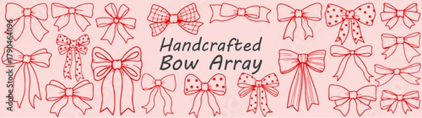 Obraz Handcrafted Bow Collection Line Art of Ribbon Bows in Assorted Styles Decorative Gift Bows Pattern DIY Craft Projects