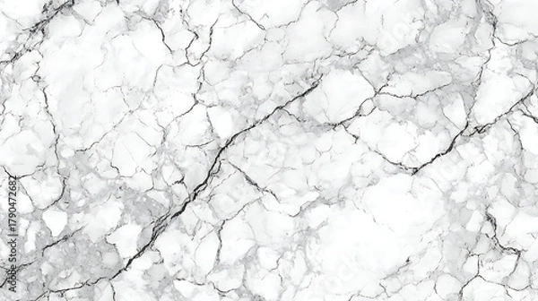 Fototapeta White marble texture with dark veins black