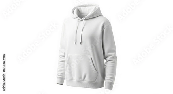 Fototapeta White casual pullover hoodie with hood and front pocket mock up isolated on transparent background