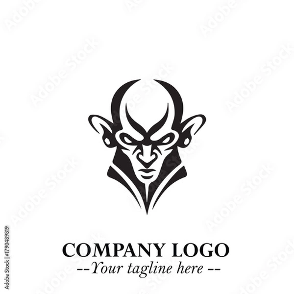 Fototapeta Head of Vampire Logo Symbol in Black on the White Background with Gothic Horror Vector Design