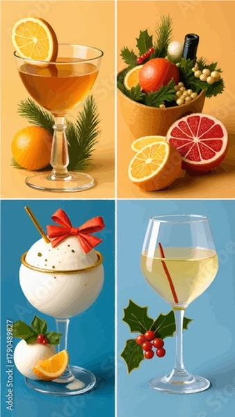 Fototapeta set of food and drinks