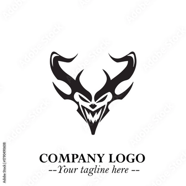 Fototapeta Head of Vampire Logo Symbol in Black on the White Background with Gothic Horror Vector Design