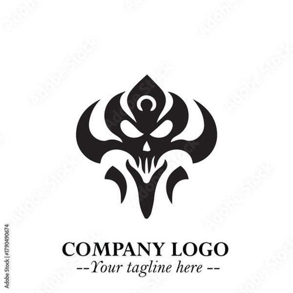 Fototapeta Head of Vampire Logo Symbol in Black on the White Background with Gothic Horror Vector Design