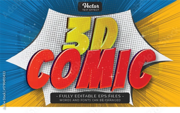 Obraz 3d comic text effect editable eps cc file