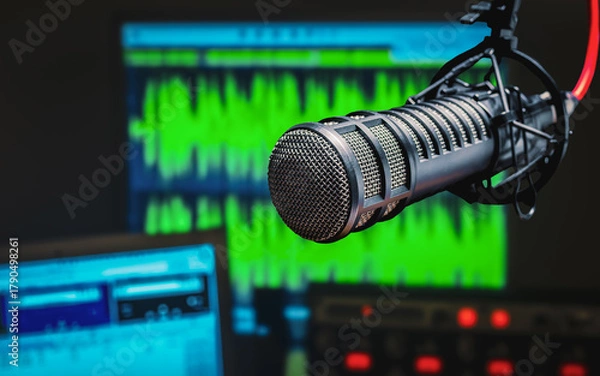 Obraz Background with a professional microphone