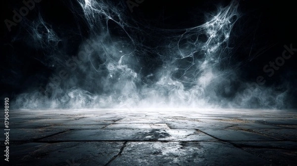 Fototapeta Mysterious void: an eerie backdrop for spooky season scenes. Studio shot. Empty embrace: immersing in the depth of unseen halloween elements. Professional photo. Sharp image.