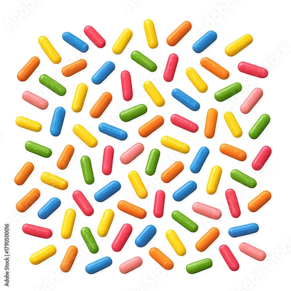 Obraz Colorful Sugar Sprinkles Pattern on White Background