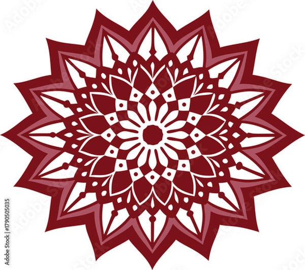 Fototapeta Intricate red and white mandala design with geometric patterns