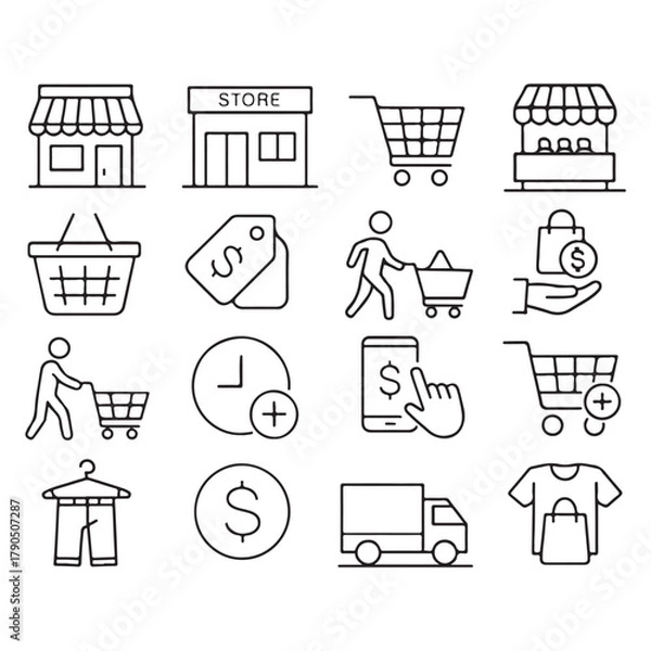 Obraz Shopping icon set vector