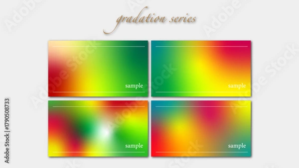 Fototapeta 花のような鮮やかな赤と緑のと黄色のグラデーション素材、ビジネス用の背景、スライド、パワーポイント、ベクター