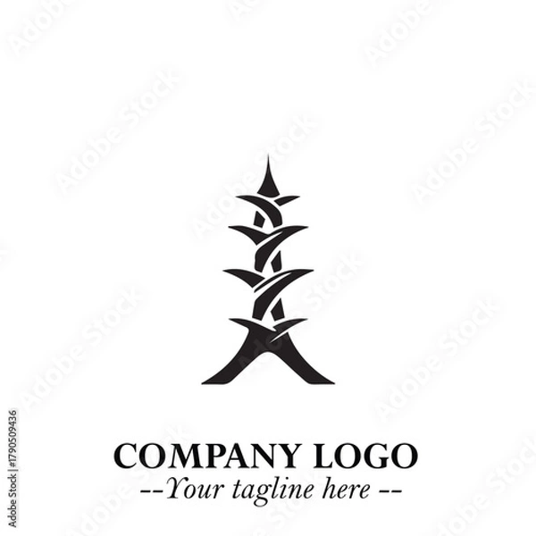 Obraz Tower Logo Symbol in Black on the White Background with Simple Modern Architecture Design