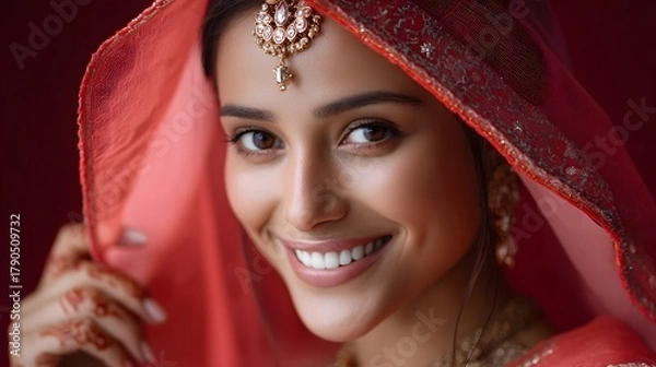 Fototapeta an Indian bride with a smole