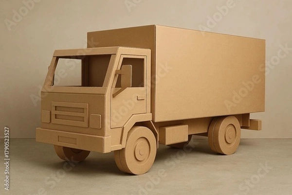 Obraz Realistic Cardboard Model of a Delivery Truck