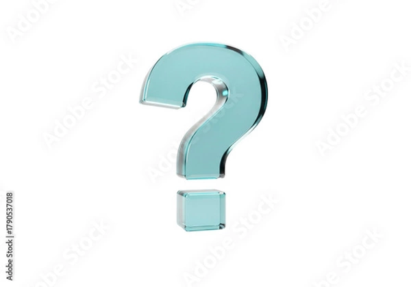 Obraz A translucent blue question mark symbol isolated on a transparent background, representing a query or uncertainty