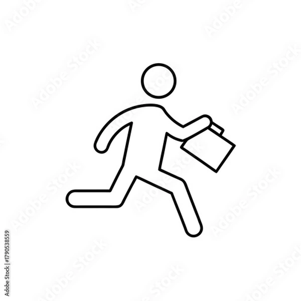 Fototapeta Outline drawing of running man holding a clipboard on transparent background silhouette
