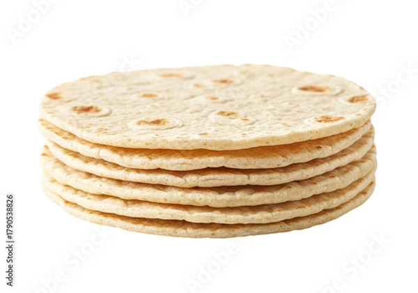 Obraz Stack of round flatbread tortillas