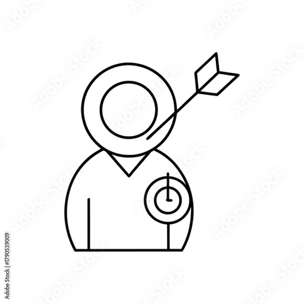 Obraz Person with target head and target on the chest on transparent background silhouette