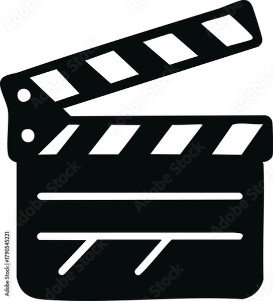 Fototapeta A black and white drawing of a clapperboard for film and television production use