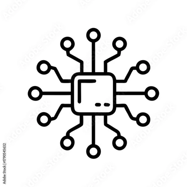Fototapeta Quantum chip illustration with interconnected nodes, showcasing advanced technology and innovation in computing, representing the future of quantum computing and its potential applications