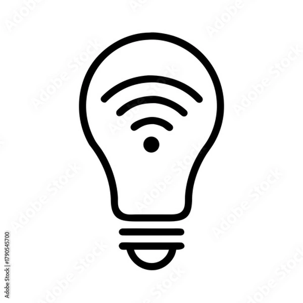 Fototapeta Smart bulb illustration glowing brightly, showcasing modern design and energy efficiency, with a creative light pattern emanating from the bulb, symbolizing innovation and technology