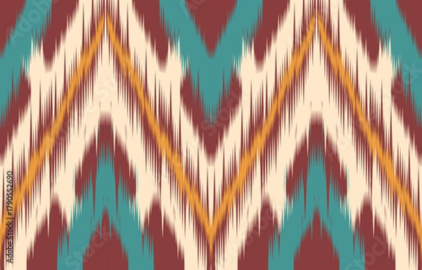 Fototapeta Ethnic abstract ikat art. Aztec ornament print. geometric ethnic pattern seamless  color oriental.  Design for background ,curtain, carpet, wallpaper, clothing, wrapping, Batik, vector illustration.