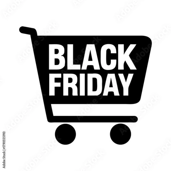 Obraz Silhouette of a full shopping cart symbolizing great Black Friday discounts and buying spree