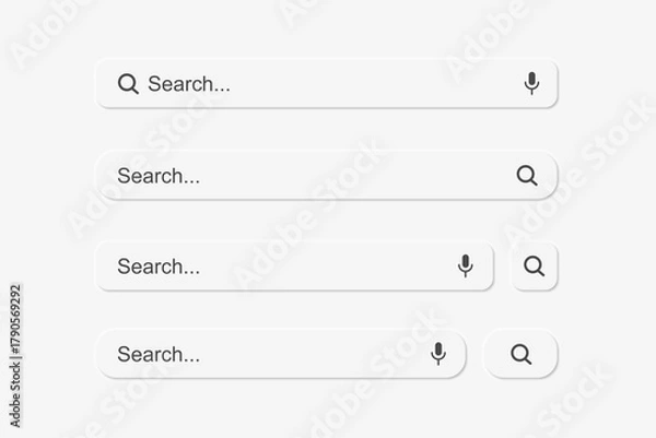 Obraz Search bar. Vector set searched navigator, Web elements for browsers, sites, mobile application and search button