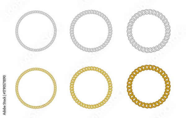 Obraz Curb Chain Circle Round Frame Border Necklace Vector Background Illustration