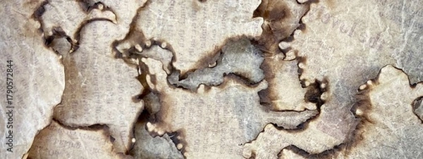 Fototapeta Ancient Magical Scrolls with Burnt Paper Texture, Inspired Enchantments, Historical Manuscripts, Old Books, Halloween Theme, Poster Background for Celebrations, Presentations, and Business