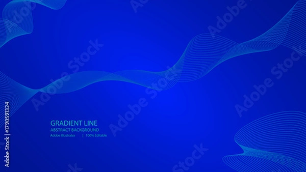 Obraz Blue Gradient Wave Lines | Abstract Editable Vector Background (Adobe Illustrator .AI)