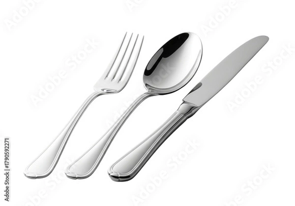 Fototapeta A fork, spoon, and knife