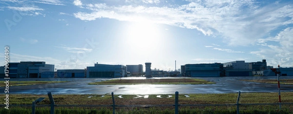 Fototapeta 太陽に照らされたヘリポート