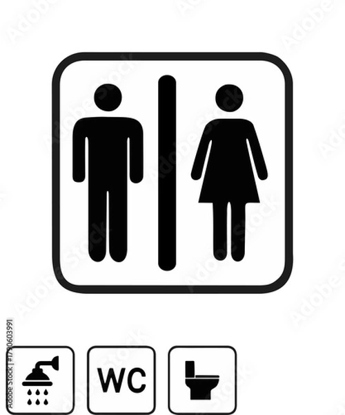 Obraz Toilet icons set, toilet signs, WC signs – vector