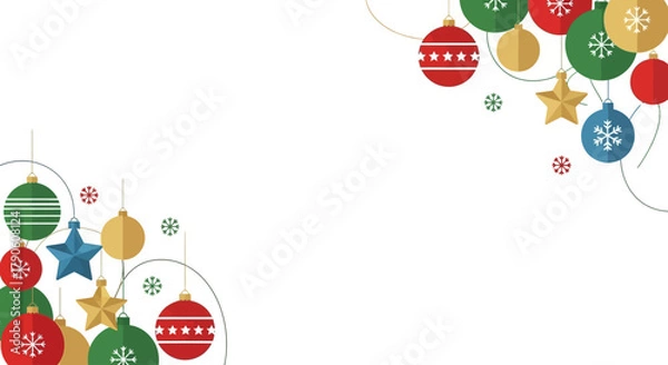 Obraz Festive Flat Vector Corner Decorations for Holiday Greeting Cards