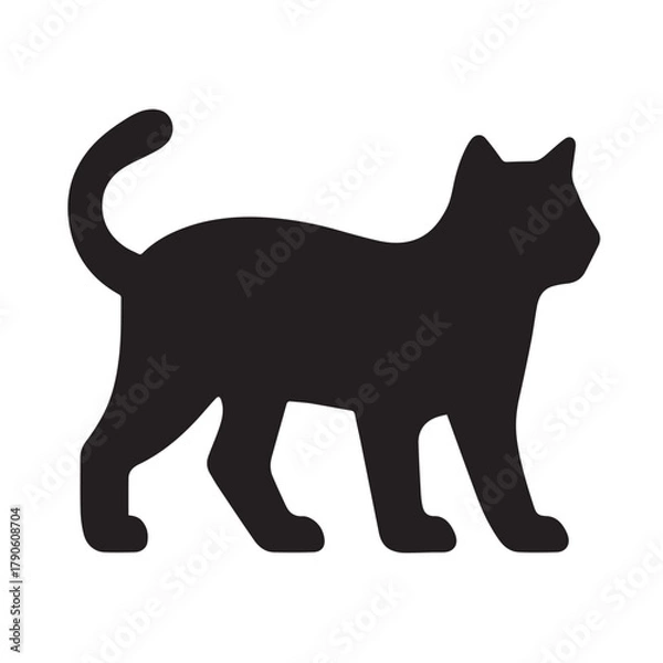 Obraz Minimalist Black Cat Silhouette Icon

