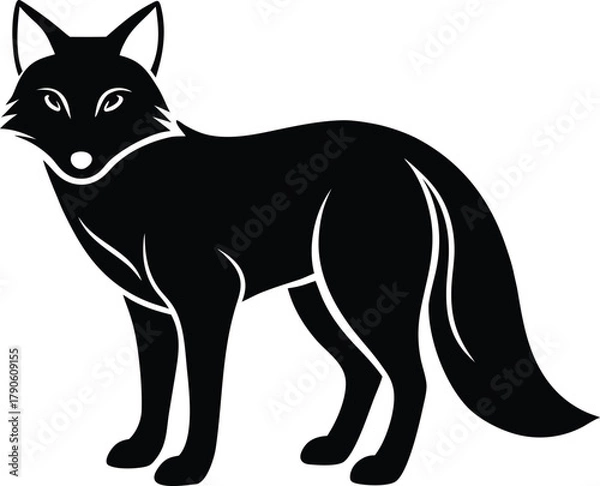 Obraz Stylized Black Fox Graphic with White Details

