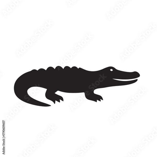 Obraz Minimalist Black Alligator Silhouette Icon

