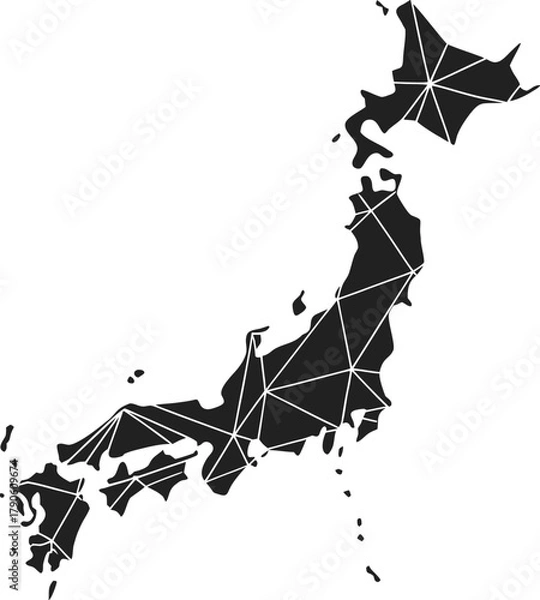 Obraz Polygonal Geometric Japan Map with Network Lines

