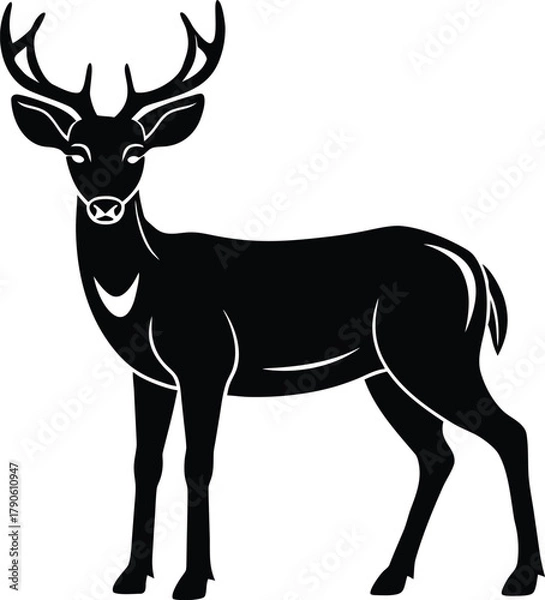 Obraz Stylized Black Deer with Antlers Silhouette

