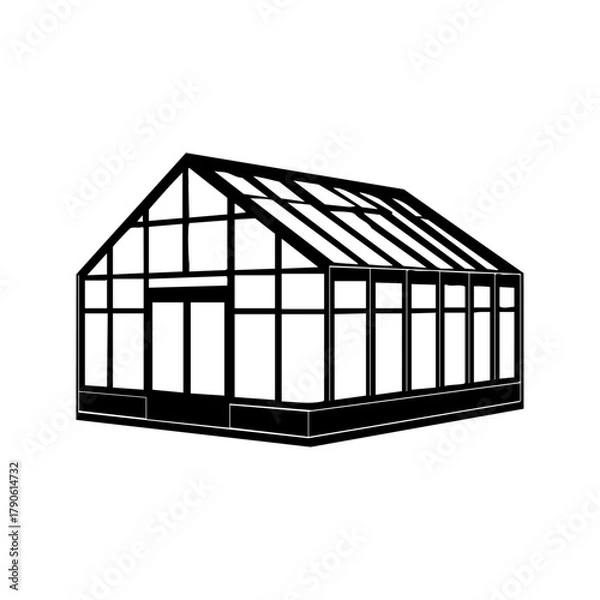 Obraz Glass greenhouse building design representing sustainable gardening, plant growth, and eco-friendly architecture.